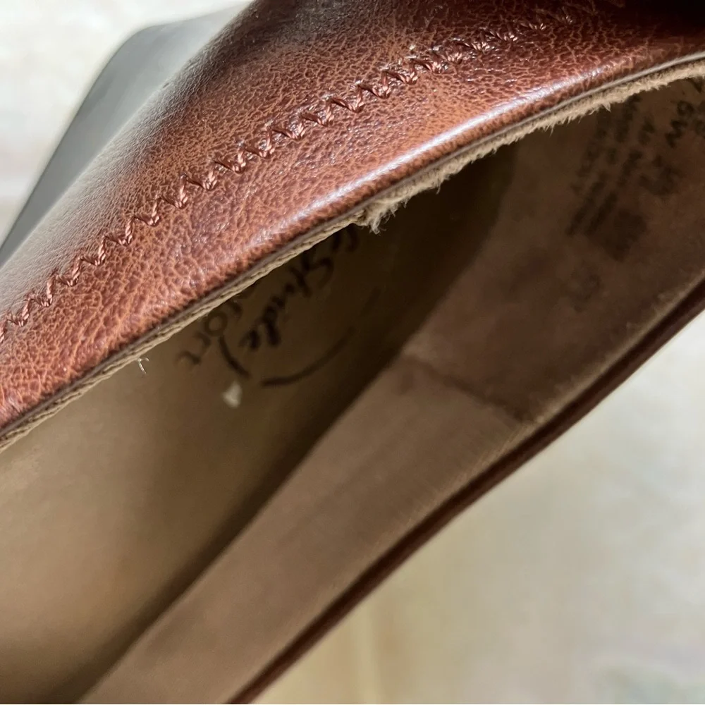 Life‎ Stride Brown Faux Leather Groovy wedge Shoes 7.5 Wide